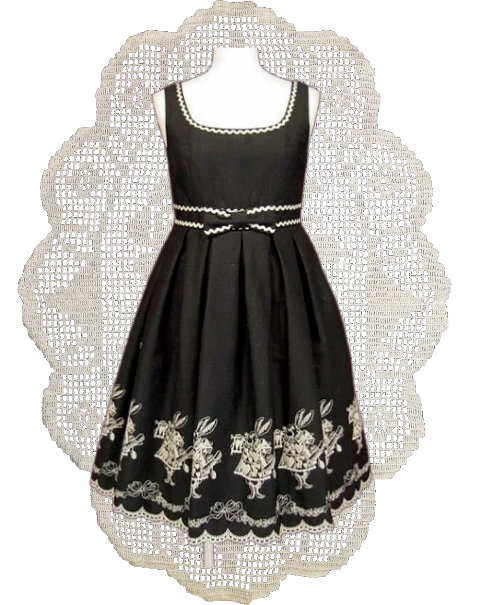 ETC-Rabbit Embroidery Waist Ribbon JSK